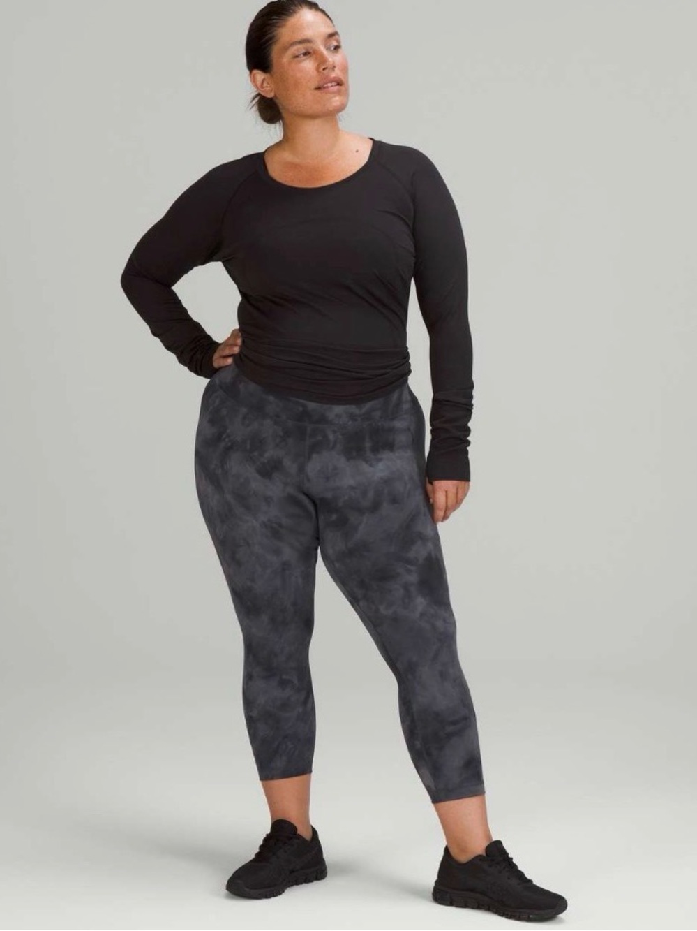 Lululemon Wunder train high rise crop 23” diamond dye pitch grey graphite grey 6